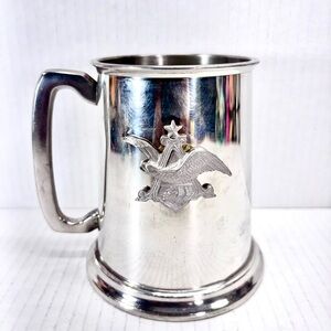 Anheuser Busch Pewter Co Barrel Tankard Glass Bottom Vintage 1982